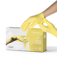 FifthPulse Nitrile Exam Latex Free & Powder Free Gloves, Yellow, 50/BX, Small