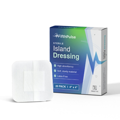 FifthPulse Bordered Gauze-Island Dressing, Latex & Lint Free, Individually Wrapped, 20/PK