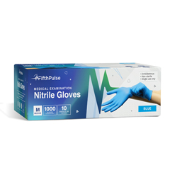 FifthPulse Nitrile Disposable Gloves, Powder and Latex Free Rubber Gloves, Medical Exam Gloves, Medium, Blue, 100/Box, 10 Boxes/Carton