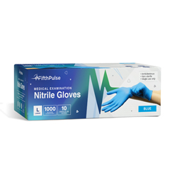 FifthPulse Nitrile Disposable Gloves, Powder and Latex Free Rubber Gloves, Medical Exam Gloves, Large, Blue, 100/Box, 10 Boxes/Carton