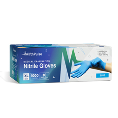 FifthPulse Nitrile Disposable Gloves, Powder and Latex Free Rubber Gloves, Medical Exam Gloves, XL, Blue, 100/Box, 10 Boxes/Carton