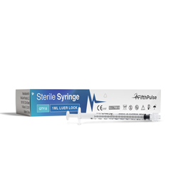 FifthPulse 1ml Syringe with Luer Lock (NO Needle), Measurement Dispensing, Sterile, Individually Wrapped, 5/Pack