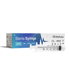 FifthPulse 5ml Syringe with Luer Lock (NO Needle), Measurement Dispensing, Sterile, Individually Wrapped, 5/Pack