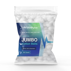 FifthPulse Soft Premium 100% Pure JUMBO Cotton Balls, Multi-Purpose Use, 150/Pack