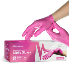 FifthPulse Nitrile Disposable Gloves, Powder and Latex Free Rubber Gloves, Medical Exam Gloves, Small, Fuchsia, 10PK/Carton