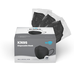 WeCare Protective Disposable KN95 Face Mask, 5-Ply Layer, Black, 20/PK