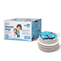 WeCare Kids Disposable Emesis Bags For Nausea and Motion Sickness - Indivdually Wrapped, Monster Print, 5/PK