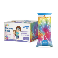 WeCare Kids Disposable Emesis Bags For Nausea and Motion Sickness - Indivdually Wrapped, Tie Dye Print, 5/PK