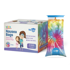 WeCare Kids Disposable Emesis Bags For Nausea and Motion Sickness - Indivdually Wrapped, Tie Dye Print, 20/PK