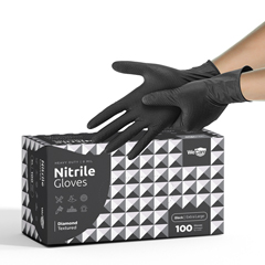 WeCare Nitrile Gloves 8 Mil, Heavy Duty Gloves with Diamond Texture Grip, Powder and Latex Free Disposable Gloves, XL, Black, 100/BX