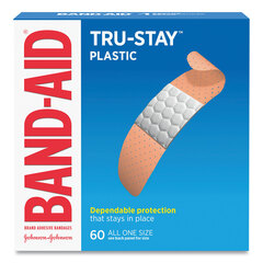 Johnson & Johnson Plastic Adhesive Bandages, 0.75 x 3, 60/Box