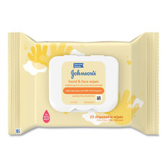 Johnson & Johnson Hand and Body Wipes, Travel Pack, 1-Ply, Nonwoven Fiber, 7.3 x 7.5, Unscented, White, 25 Wipes/Pack