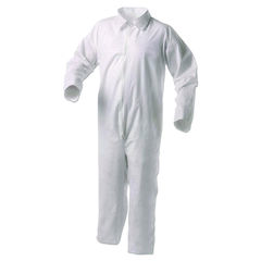 Kimberly Clark Professional A35 Liquid and Particle Protection Coveralls, Zipper Front, Large, White, 25/Carton