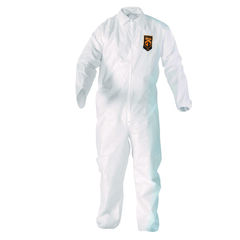 Kimberly Clark Professional A20 Breathable Particle Protection Coveralls, Zip Front, Elastic Back, Wrists, Ankles, Large, White, 24/Carton
