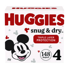 Kimberly Clark Professional Snug and Dry Diapers, Size 4, 22 lbs to 37 lbs, 148/Carton