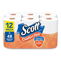 Kimberly Clark Professional ComfortPlus Toilet Paper, Mega Roll, Septic Safe, 1-Ply, White, 425 Sheets/Roll, 12 Rolls/Pack