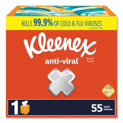 Kimberly Clark Professional Kleenex&reg; Anti-Viral Facial Tissue, 3-Ply, White, 55 Sheets/Box, 27 Boxes/Carton
