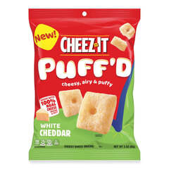 Keebler Puff'd Crackers, White Cheddar, 3 oz Bag, 6/Carton