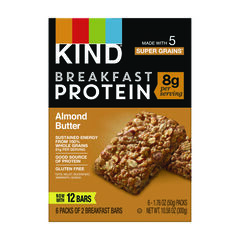 Kind Breakfast Protein Bars, Almond Butter, 1.76 oz Two-Bar Packs, 6/Box