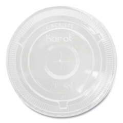 KARAT BY LOLLICUP PET Lids, Flat with Straw Slot, Fits 12 oz to 24 oz Cold Cups, Clear, 1,000/Carton