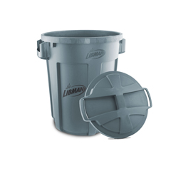 LIB1464 - Libman - 32 Gallon Gray Trash Can with Lid - 6 Pack