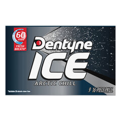 Mondelez International Sugarless Gum, Arctic Chill, 16 Pieces/Pack, 9 Packs/Box