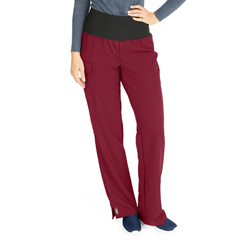 Medline Ocean Ave Women's Stretch Fabric Support Waistband Scrub Pants, Red, Large