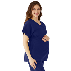 Medline Charlotte Ave Women's Maternity Scrub Top, Blue, Large