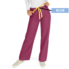 Medline AngelStat Unisex Reversible Drawstring Waist Scrub Pants, Red, XS