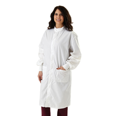Medline Fluid-Resistant Unisex Antistatic Lab Coat, White, Size M