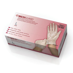 Medline MediGuard Vinyl Synthetic Exam Gloves - Prop 65 Labeled, Clear, Large, 1500 EA/CS