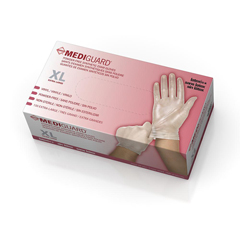 Medline MediGuard Vinyl Synthetic Exam Gloves - Prop 65 Labeled, Clear, X-Large, 1300 EA/CS