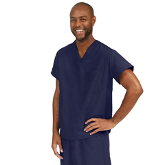 Medline PerforMAX Unisex Reversible V-Neck Scrub Top with 2 Pockets, Blue, XL
