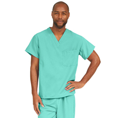 Medline PerforMAX Unisex Reversible V-Neck Scrub Top with 2 Pockets, Green, Small