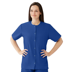 Medline Women's Snap-Front Jewel-Neckline Scrub Top