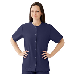 Medline Women's Snap-Front Jewel-Neckline Scrub Top