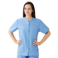 Medline Women's Snap-Front Jewel-Neckline Scrub Top