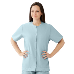Medline Women's Snap-Front Jewel-Neckline Scrub Top
