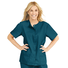 MED8815JCBXS - Medline - ComfortEase Womens Snap-Front Tunic Scrub Top with 2 Pockets