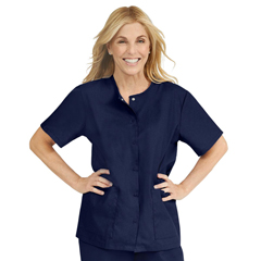 MED8815JNTS - Medline - ComfortEase Womens Snap-Front Tunic Scrub Top with 2 Pockets