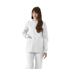 Medline ComfortEase Unisex Crew-Neck Warm-Up Jacket with Knit Cuffs