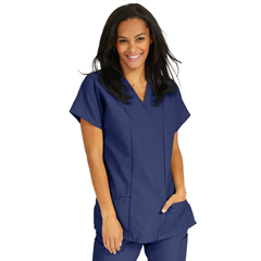 MED8851JNTXXL - Medline - ComfortEase Womens Crossover Tunic Scrub Top with Two Pockets