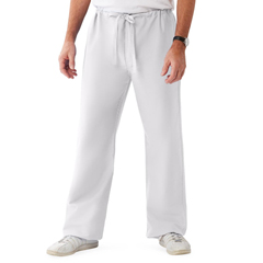 Medline ComfortEase Unisex Reversible Scrub Pants with Drawstring, White, Small