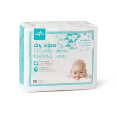 Medline Ultrasoft Disposable Dry Cleansing Cloths in Retail Packaging, White, 10