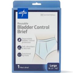 Medline Reusable Light Incontinence Pants, Men, Size Large, for Waist Size 37-40