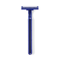 Medline Disposable Facial Razors with Twin Blades and Lubrication Strip, Blue, 10/PK