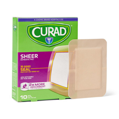 MEDCUR01726RBV1 - Medline - CURAD Sheer Adhesive Bandages, 3 x 4 10/BX