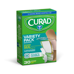 CURAD Variety Pack Assorted Bandages, 30 Count, 24 BX/CS