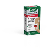 Curad Flex-Fabric Bandages with QuickStop! Bleeding Control Technology, Assorted Sizes, 30 EA/BX, 24 BX/CS