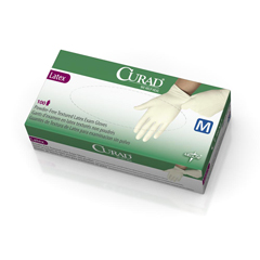 Curad Powder-Free Textured Latex Exam Gloves, Beige, Medium